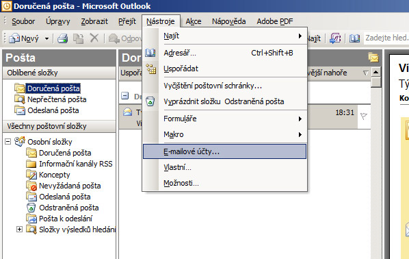 Nastavení Microsoft Outlook 2003