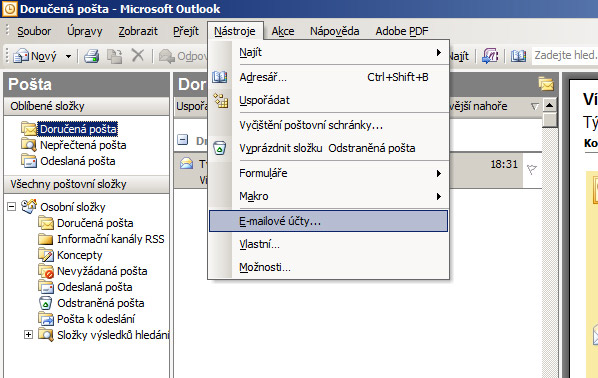 Nastaven Microsoft Outlook 2003