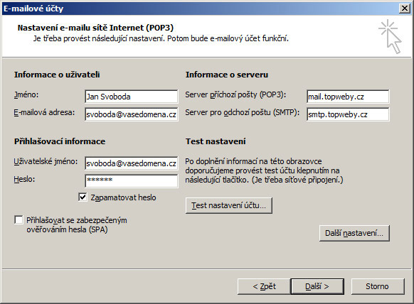 Nastaven Microsoft Outlook 2003