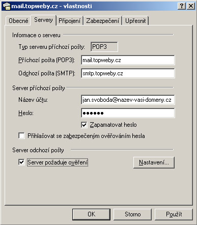 Nastaven Outlook Express